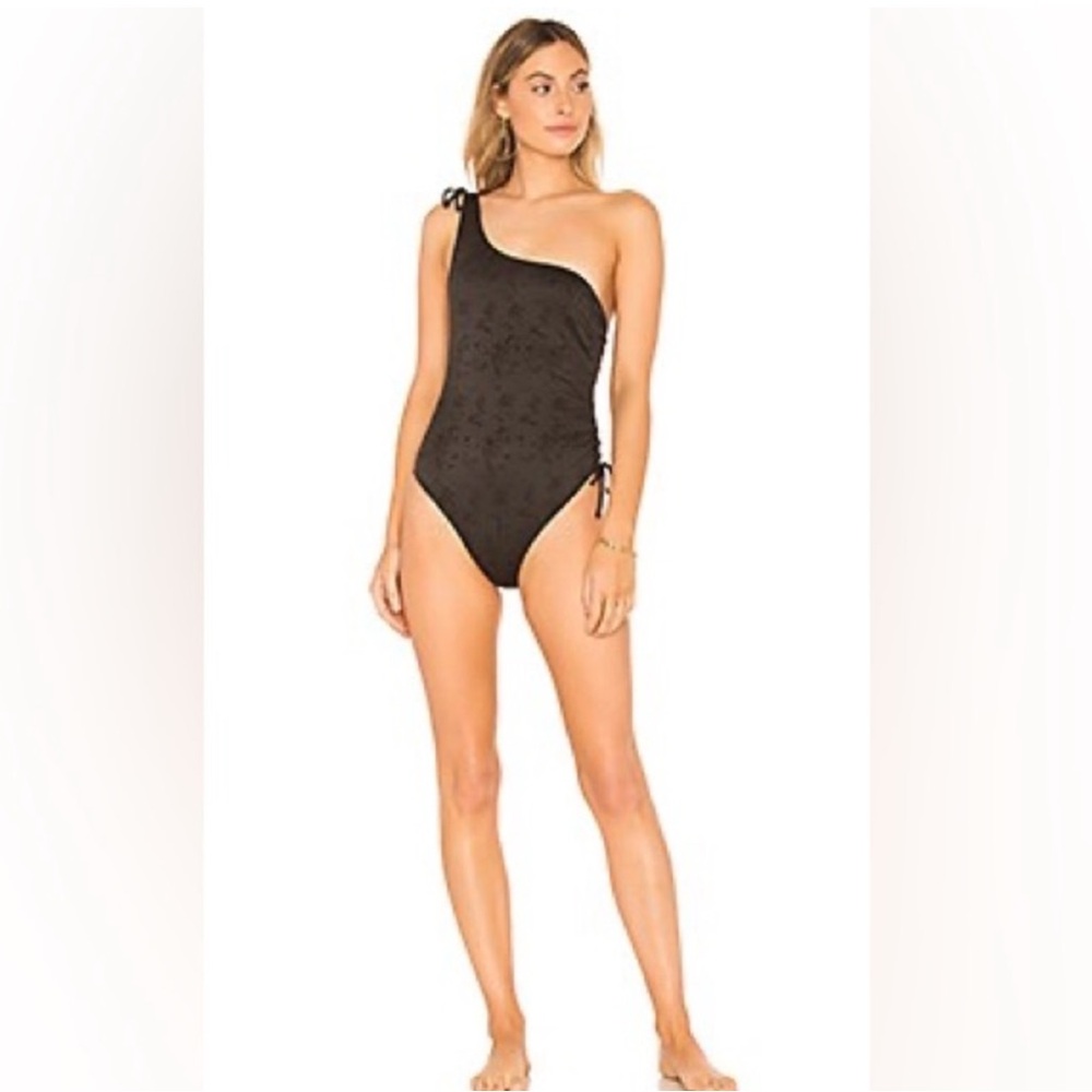 Peony swim  Black One-Shoulder Swim One Piece size 8